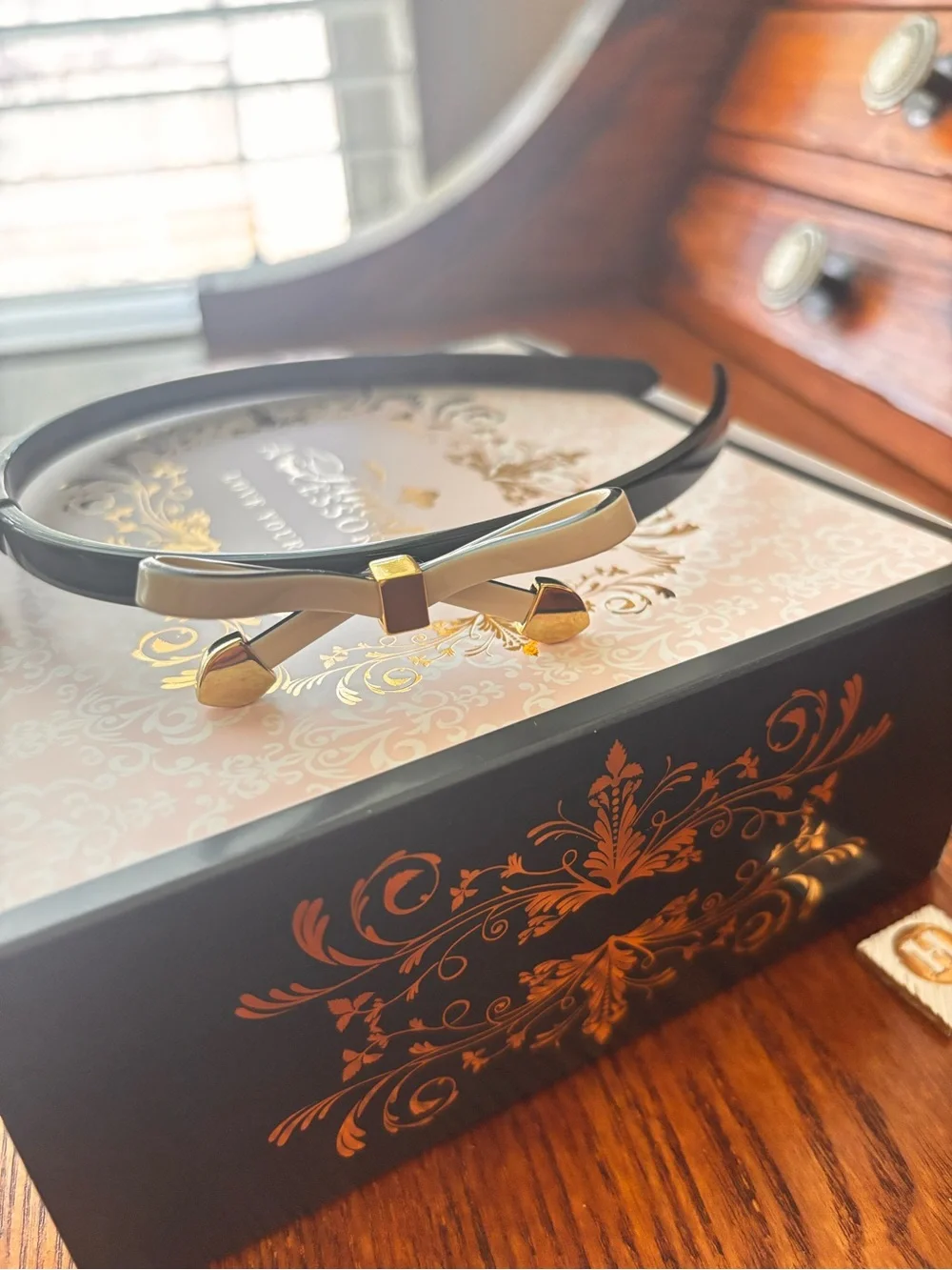 L.Erickson Gold Accent Black Women’s Headband